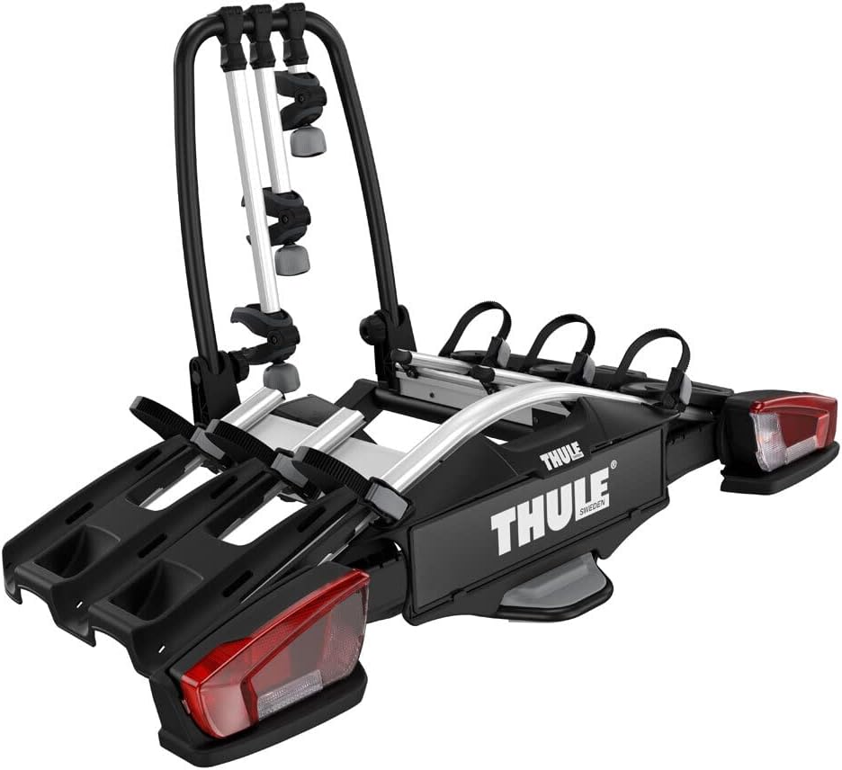 Thule VeloCompact Fahrradträger für Anhängerkupplung 3 Fahrräder, Black/Aluminium